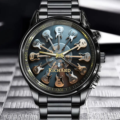 Custom 12 Bass Guitar Watch - Personalized Design for Bass Guitar Enthusiasts