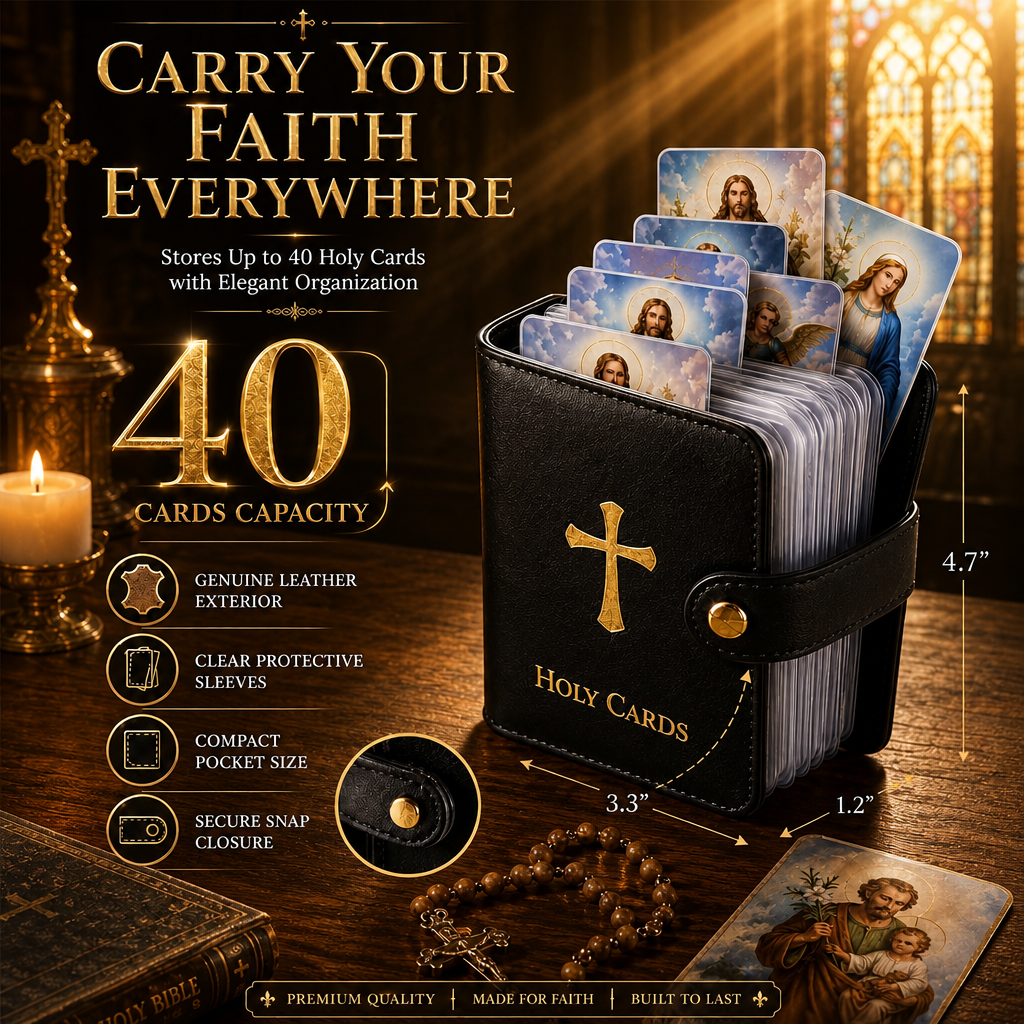 ✝️ Catholic Holy Card Binder – Portable Prayer Card Organizer & Devotional Keepsake Holder